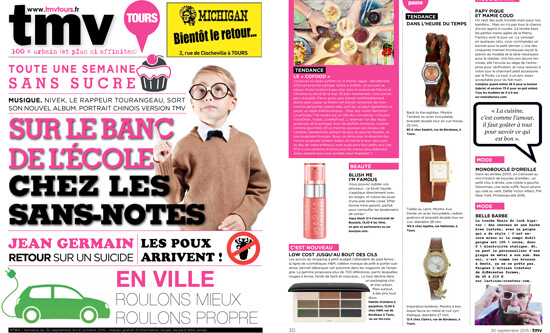 Images publications dans le magazine TMV, bijoux de créateur. 